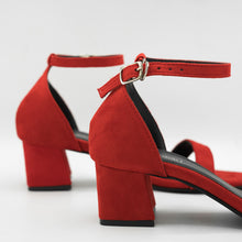 Load image into Gallery viewer, Suede Red Low Block Heels
